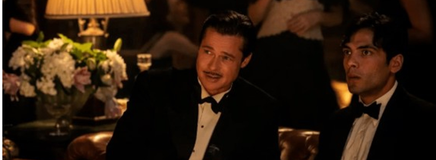 Manu, interpretado por Diego Calva, e Jack Conrad, interpretado por Brad Pitt, numa das cenas do filme