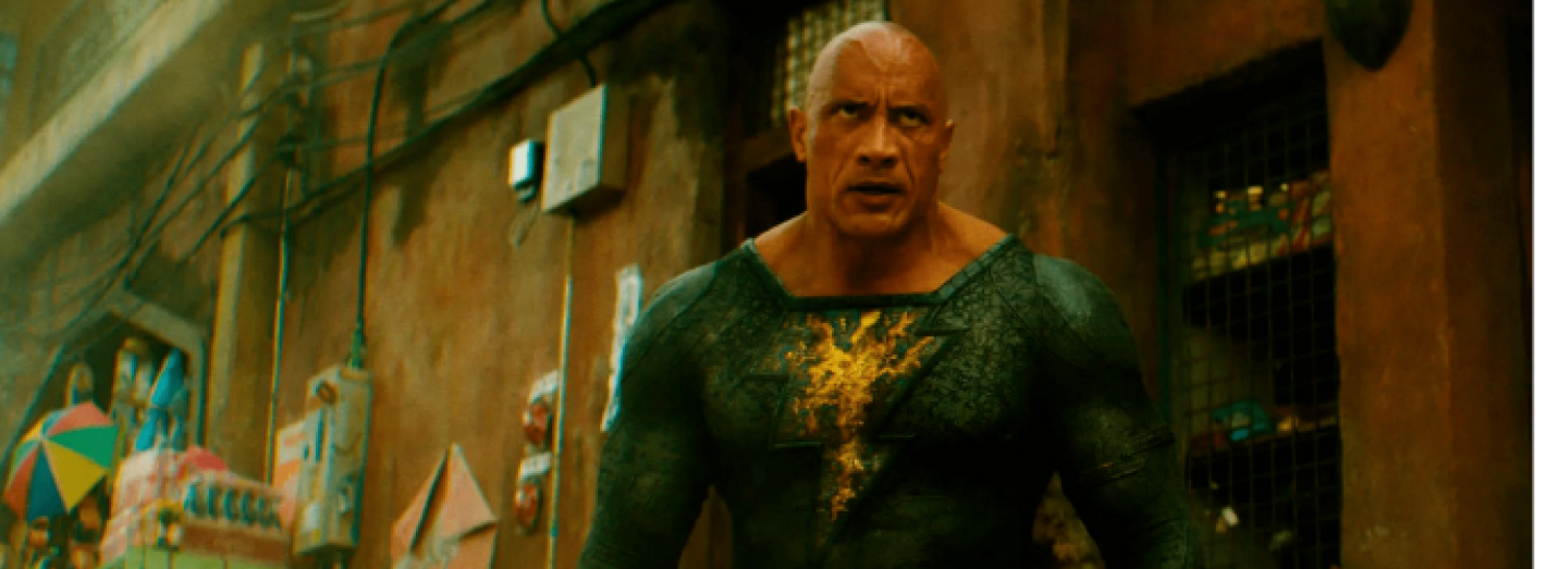 Foto do artigo, Black Adam personagem da dc comics do tronco para cima