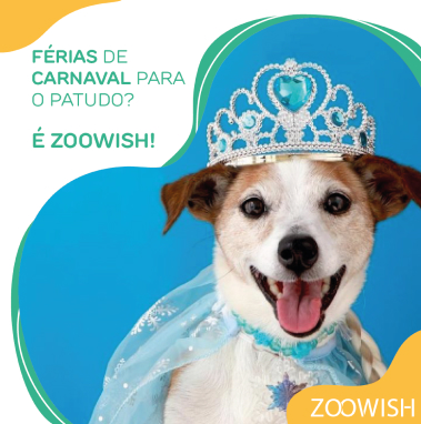 Promoção de Carnaval com um patudo mascarado de princesa, Férias de Carnaval para o patudo? É Zoowish!